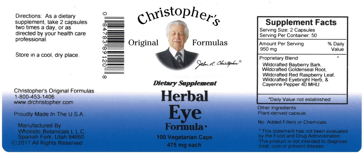 Herbal Eye 100 Capsules Christopher's Herb Shop