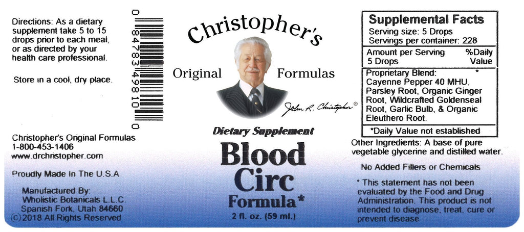 Blood Circ Formula - 2 oz Extract - Christopher's Herb Shop