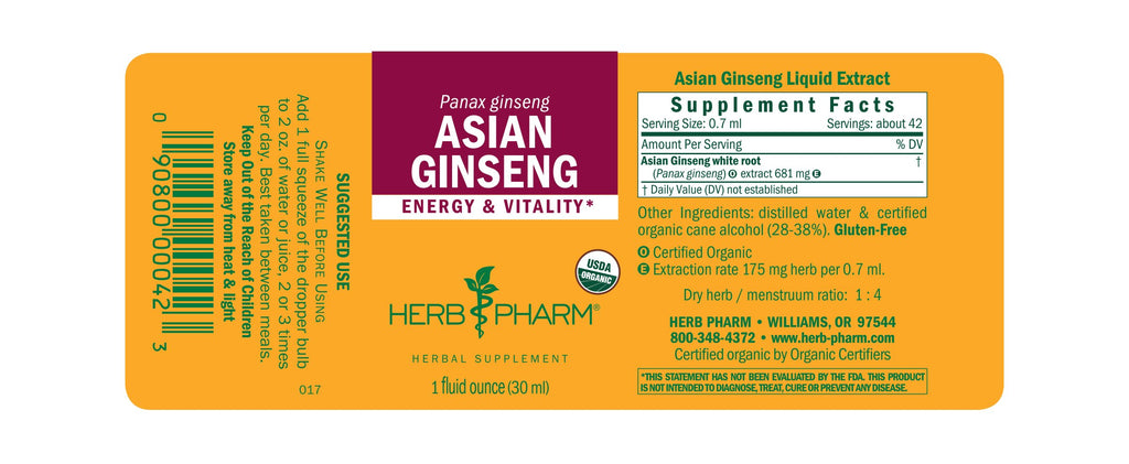 Herb Pharm® Asian Ginseng - 1 oz - Christopher's Herb Shop