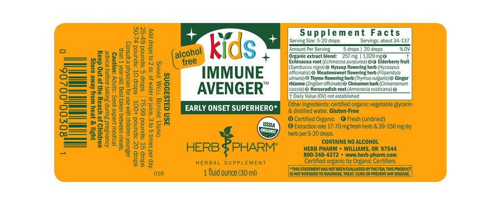 Herb Pharm® Kids Immune Avenger™ - 1 oz - Christopher's Herb Shop