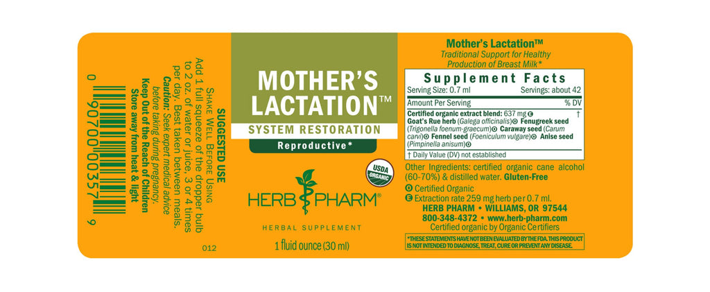 Herb Pharm® Mother’s Lactation™ - 1 oz - Christopher's Herb Shop