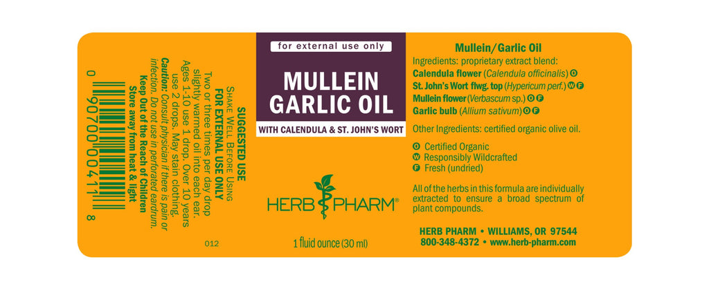 Herb Pharm® Mullein Garlic Oil - 1 oz - Christopher's Herb Shop