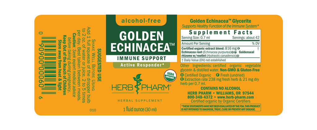 Herb Pharm® Golden Echinacea™, Alcohol-Free - 1 oz - Christopher's Herb Shop