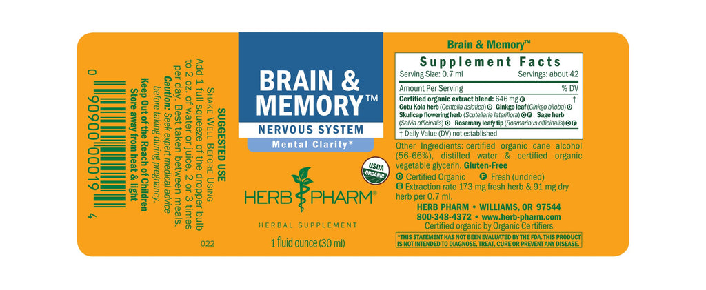 Herb Pharm® Brain & Memory™ - Christopher's Herb Shop