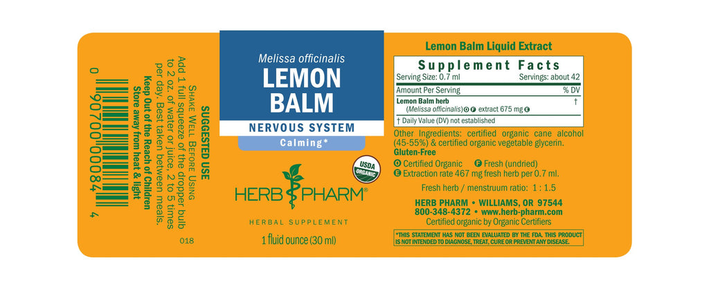 Herb Pharm® Lemon Balm - 1 oz - Christopher's Herb Shop