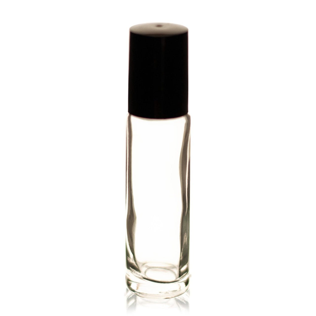 Clear Glass Roll-on Bottle with Black Cap & Ball 10ml - Christopher's Herb Shop