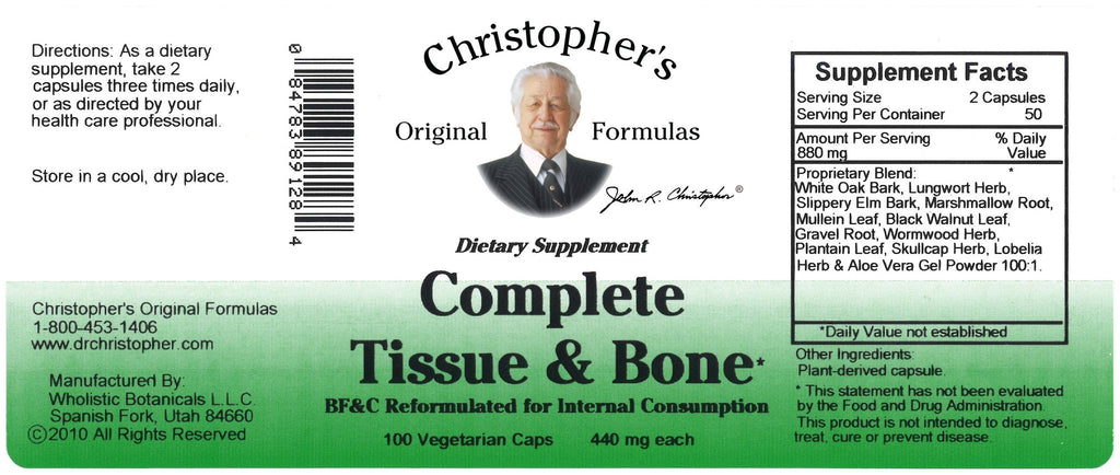 Complete Tissue & Bone - 100 Capsules - Christopher's Herb Shop