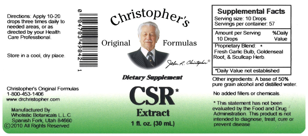 Cold Sore Relief (CSR) 1 oz. Extract - Christopher's Herb Shop