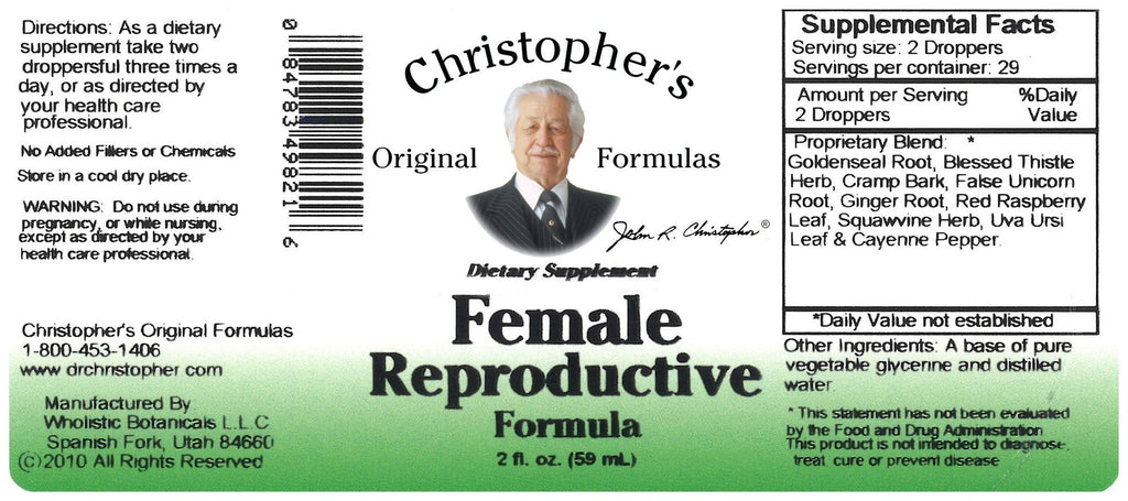 Female Reproductive Formula - 2 fl. oz Extract - Christopher's Herb Shop