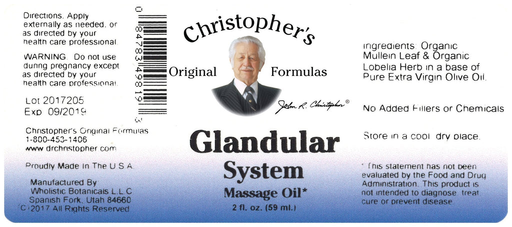 Glandular System - 2 oz. Massage Oil - Christopher's Herb Shop
