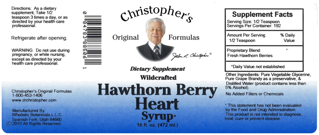 Hawthorn Berry Heart - 16 oz. Syrup - Christopher's Herb Shop
