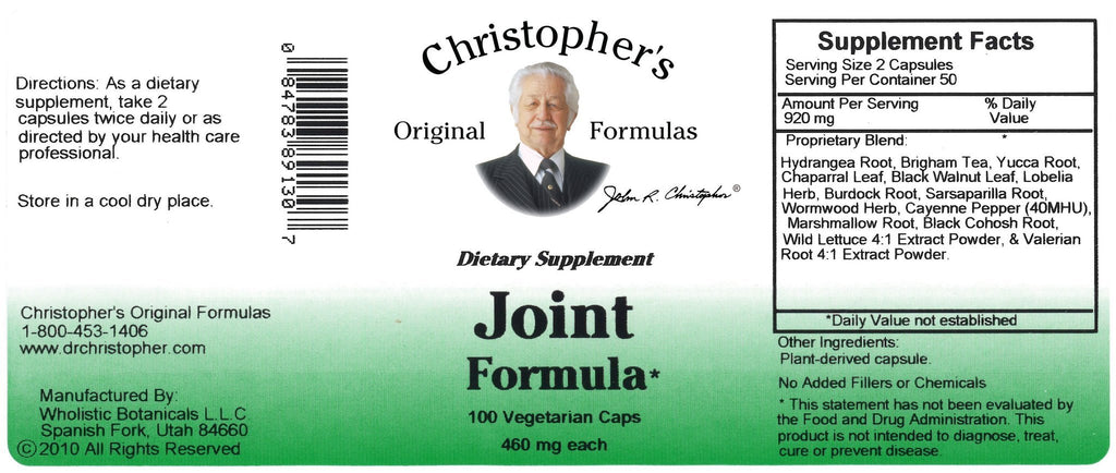 Joint Formula - 100 Capsules - Christopher's Herb Shop