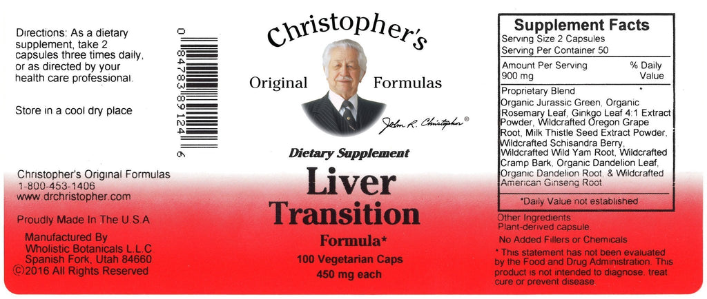 Liver Transition - 100 Capsules - Christopher's Herb Shop