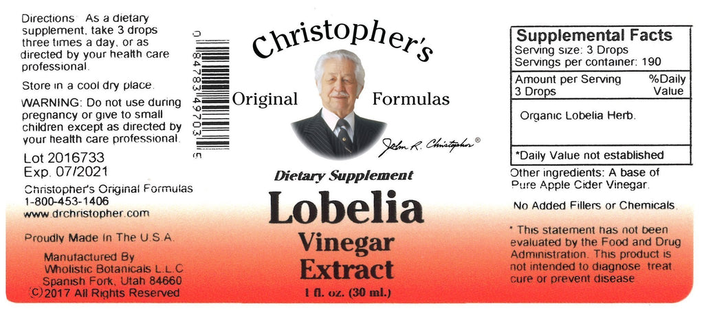 Lobelia Herb -  1 oz. Vinegar Extract - Christopher's Herb Shop
