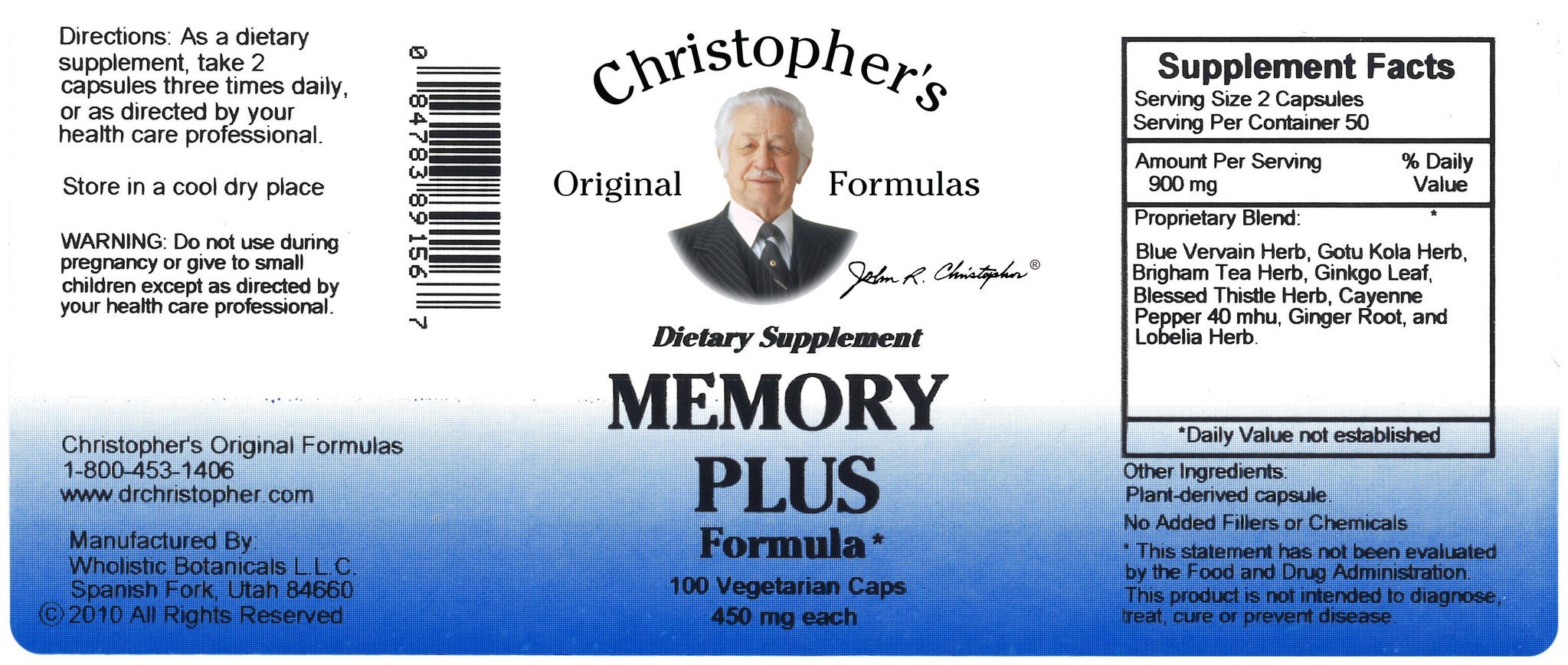 Memory Plus - 100 Capsules – Christopher's Herb Shop