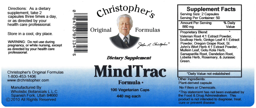 MindTrac - 100 Capsules - Christopher's Herb Shop