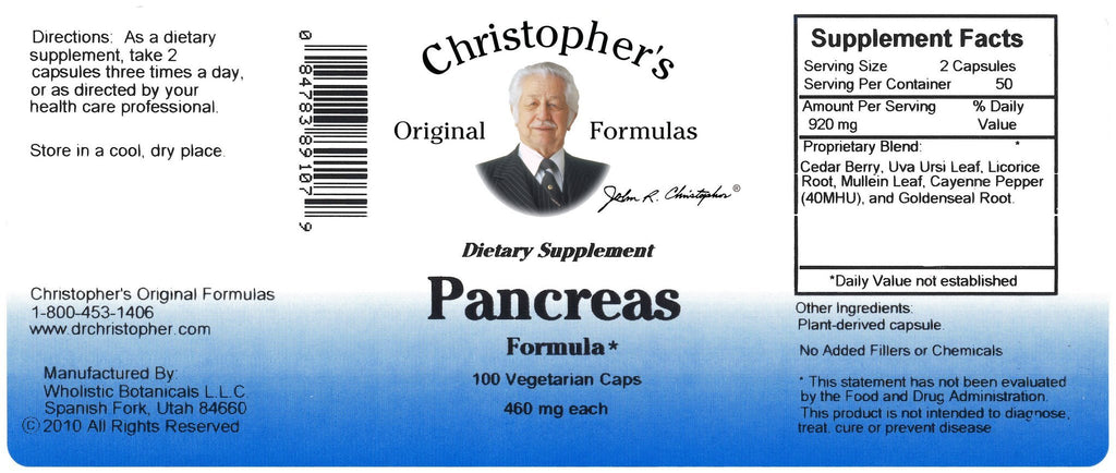 Pancreas Formula - 2 oz. Glycerine Extract - Christopher's Herb Shop