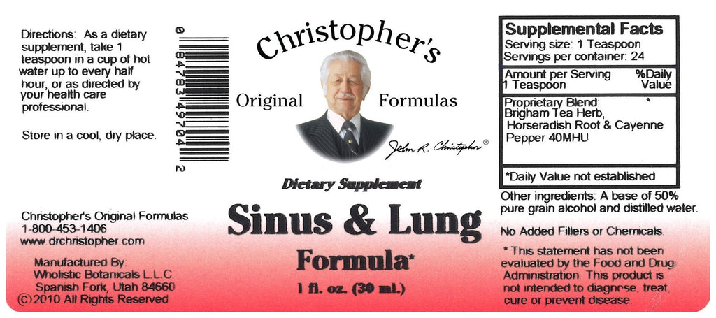 Sinus & Lung Formula - 1 oz. Alcohol Extract - Christopher's Herb Shop
