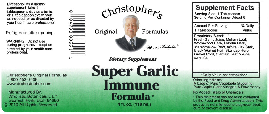 Super Garlic Immune Formula - 4 oz. - Christopher's Herb Shop